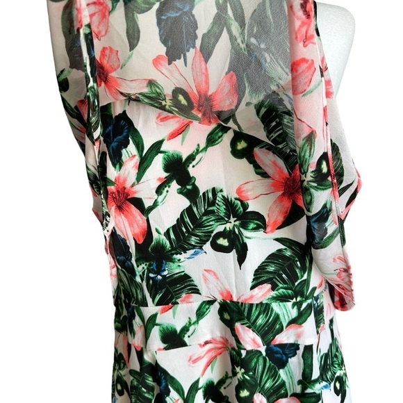 NWT Vince Camuto Floral Tropical Rain Ultra White Popover Flared Overlay… - Picture 7 of 17